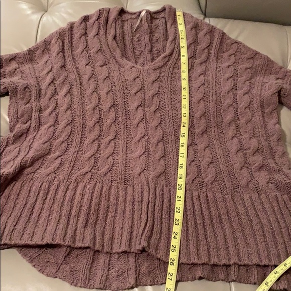 Free people Easy Cable V Neck Sweater in Mushroom - Picture 6 of 8